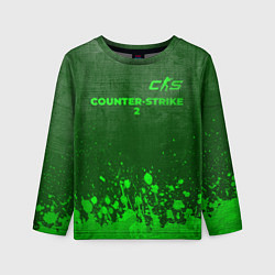 Лонгслив детский Counter-Strike 2 - green gradient посередине, цвет: 3D-принт