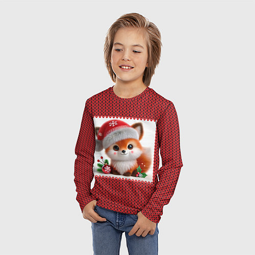 Детский лонгслив Милый новогодний лесенок ИИ / 3D-принт – фото 3