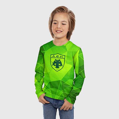Детский лонгслив AEK Athens green poly / 3D-принт – фото 3