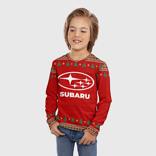Детский лонгслив Subaru new year / 3D-принт – фото 3