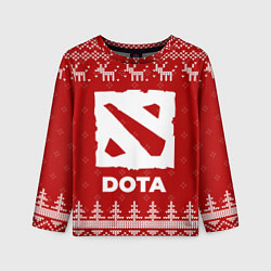 Лонгслив детский Новогодний Dota с оленями, цвет: 3D-принт