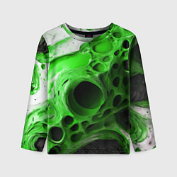 Лонгслив детский Зелёно-белая абстрактная структура, цвет: 3D-принт
