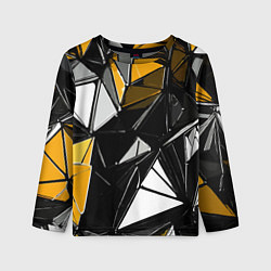 Лонгслив детский Жёлто-белые рельефные треугольники на чёрном фоне, цвет: 3D-принт
