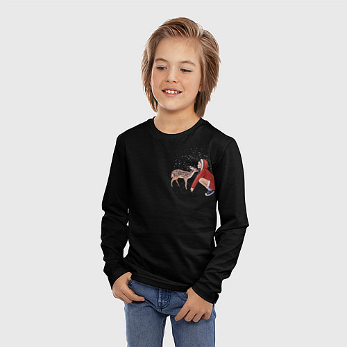 Детский лонгслив Снегурочка в красном / 3D-принт – фото 3