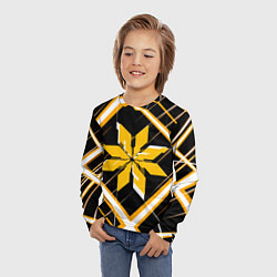 Лонгслив детский Жёлто-белая звезда и полосы на чёрном фоне, цвет: 3D-принт — фото 2