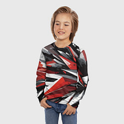 Лонгслив детский Чёрно-красно-белая абстракция, цвет: 3D-принт — фото 2