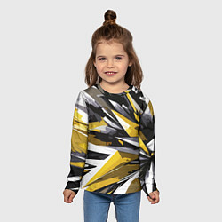 Лонгслив детский Чёрно-жёлто-белая абстракция, цвет: 3D-принт — фото 2