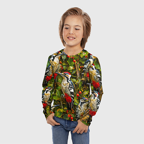 Детский лонгслив Дятлы / 3D-принт – фото 3