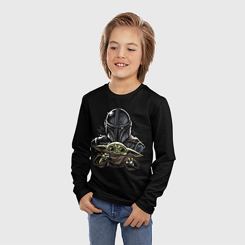 Детский лонгслив Мандолорец - Грогу / 3D-принт – фото 3