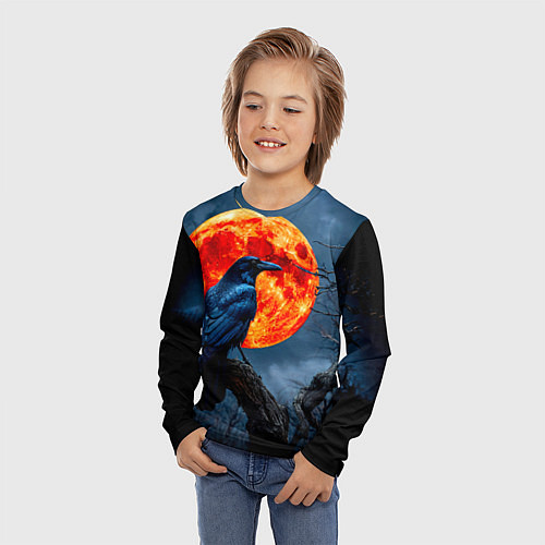 Детский лонгслив Ворон на закате / 3D-принт – фото 3