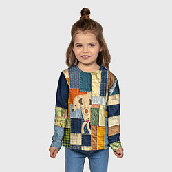 Лонгслив детский Пэчворк с собакой, цвет: 3D-принт — фото 2