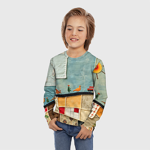 Детский лонгслив Детский пэчворк / 3D-принт – фото 3