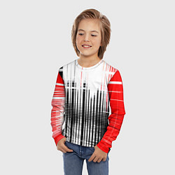 Лонгслив детский Красно-чёрный гранж на белом фоне, цвет: 3D-принт — фото 2