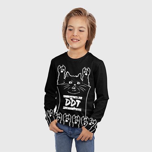 Детский лонгслив ДДТ: рок кот / 3D-принт – фото 3
