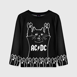 Лонгслив детский AC DC: cat rock, цвет: 3D-принт