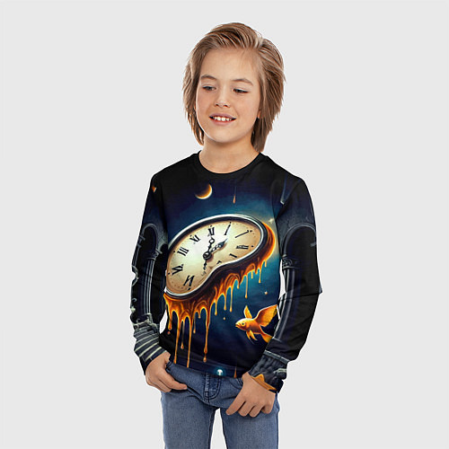 Детский лонгслив Течение времени - сюрреализм / 3D-принт – фото 3
