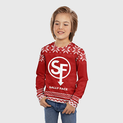 Детский лонгслив Новогодний Sally Face / 3D-принт – фото 3