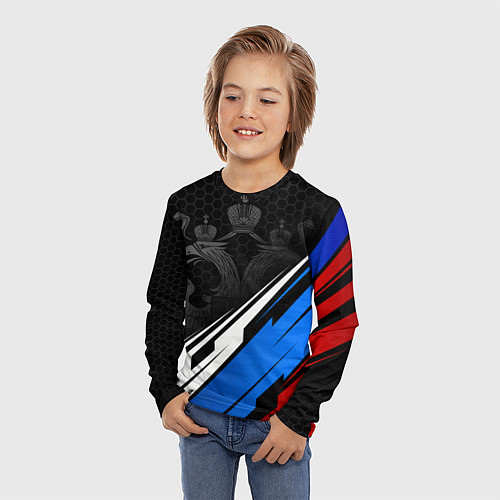 Детский лонгслив Россия - абстракция / 3D-принт – фото 3