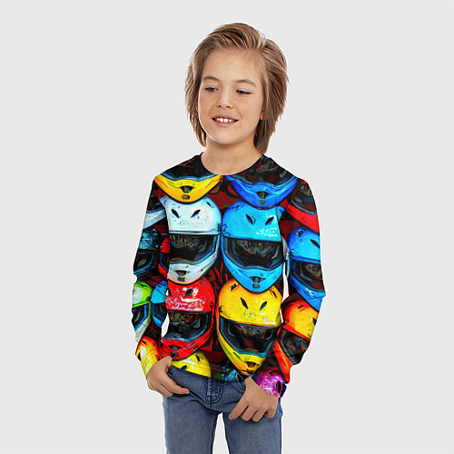 Детский лонгслив Шлемы BMX / 3D-принт – фото 3