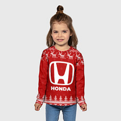 Лонгслив детский Новогодний Honda с оленями, цвет: 3D-принт — фото 2