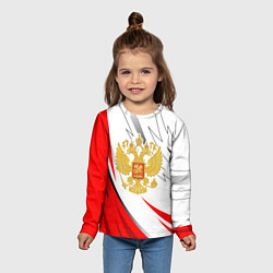 Лонгслив детский Российский красный - герб, цвет: 3D-принт — фото 2
