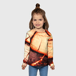 Лонгслив детский Трещины на абстрактном красном фоне, цвет: 3D-принт — фото 2