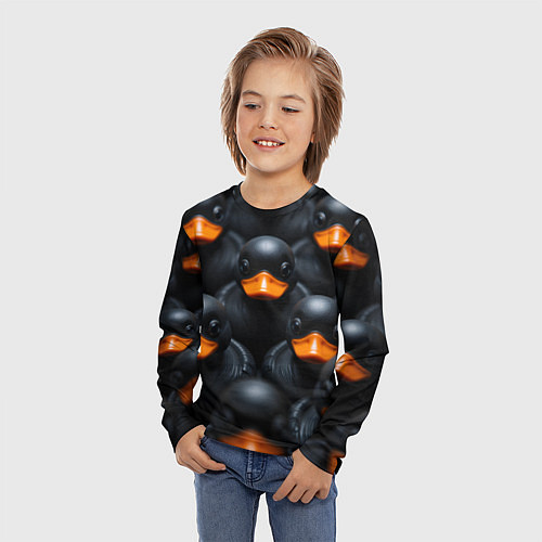 Детский лонгслив Черные уточки / 3D-принт – фото 3
