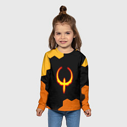 Лонгслив детский Квейк соты огненное лого, цвет: 3D-принт — фото 2