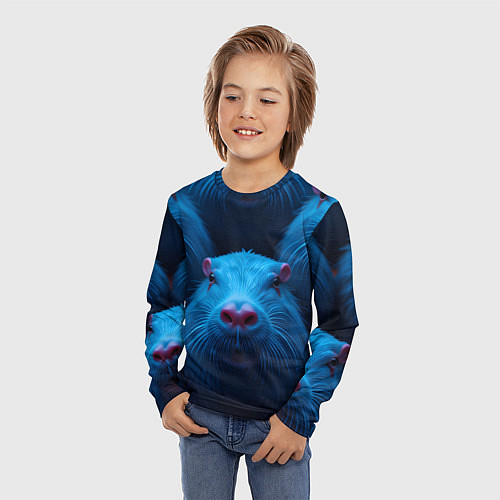 Детский лонгслив Синие капибары / 3D-принт – фото 3