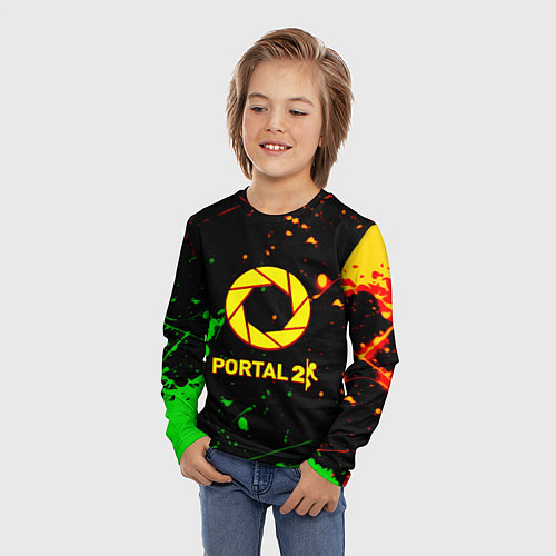 Детский лонгслив Portal кислотные краски / 3D-принт – фото 3