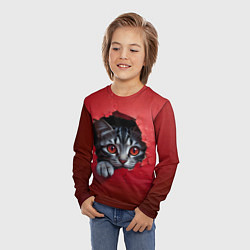 Лонгслив детский Выглядывающий котик, цвет: 3D-принт — фото 2