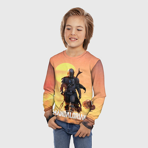 Детский лонгслив Идущий мандалорец / 3D-принт – фото 3