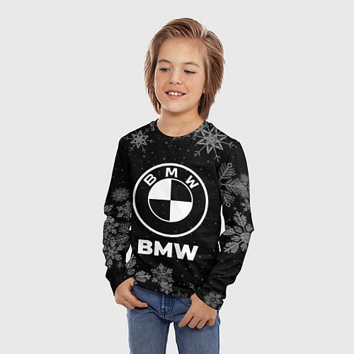 Детский лонгслив Снежный BMW / 3D-принт – фото 3