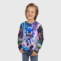 Лонгслив детский Sonic в неоновом городе, цвет: 3D-принт — фото 2