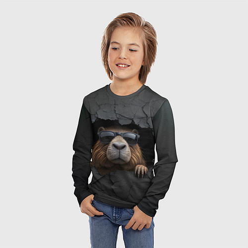 Детский лонгслив Капибара в стене / 3D-принт – фото 3