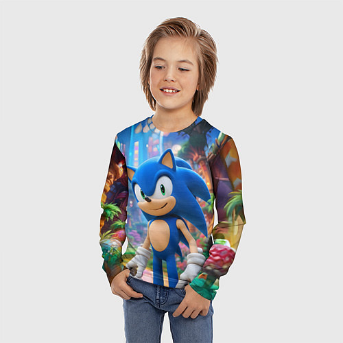 Детский лонгслив Sonic красочный мир / 3D-принт – фото 3