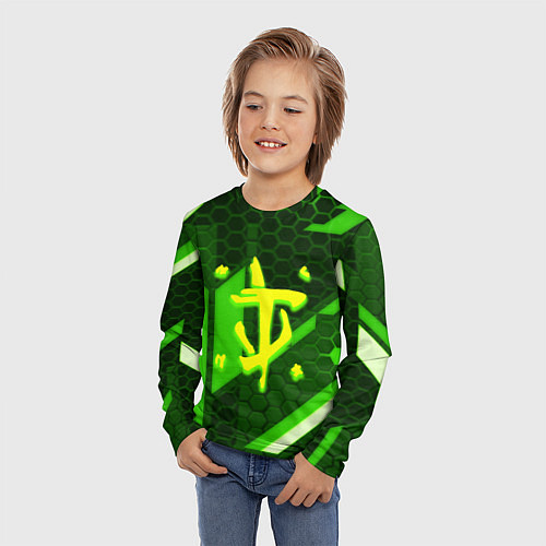 Детский лонгслив Doom geometry green / 3D-принт – фото 3