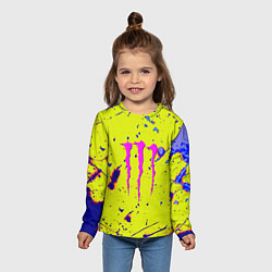 Лонгслив детский Monster energy краски, цвет: 3D-принт — фото 2