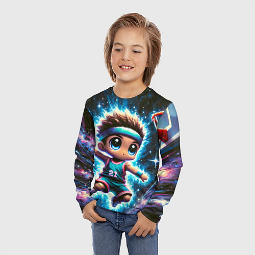 Детский лонгслив Бейсболист с мячом / 3D-принт – фото 3