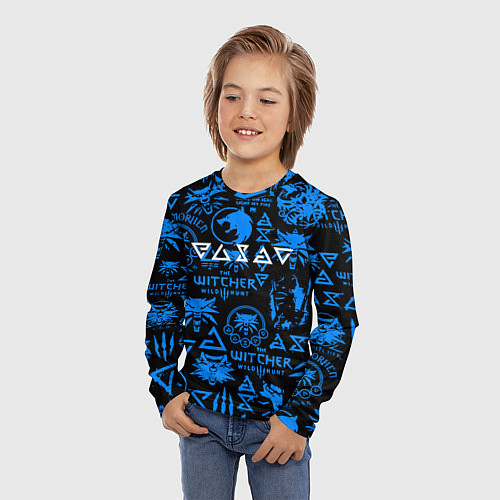 Детский лонгслив The Witcher logo pattern / 3D-принт – фото 3