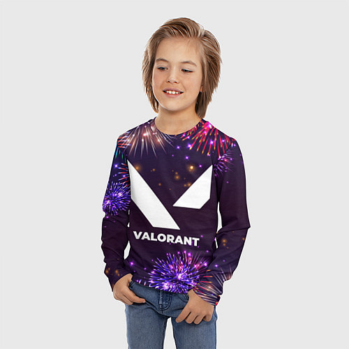Детский лонгслив Праздничный Valorant / 3D-принт – фото 3