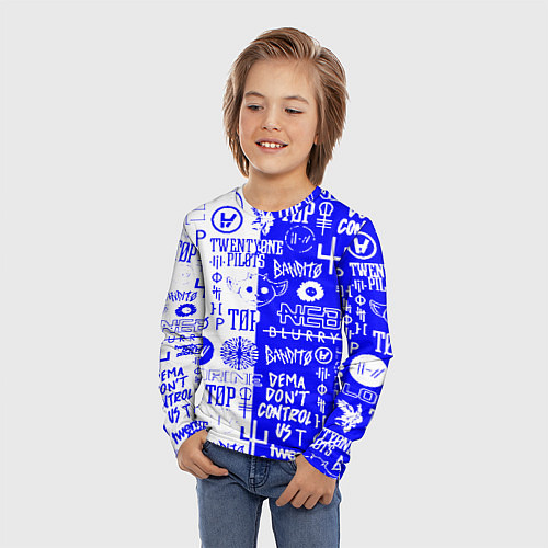 Детский лонгслив Twenty one pilots лого / 3D-принт – фото 3