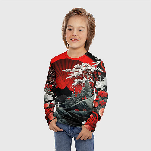 Детский лонгслив Деревья Японии и природа / 3D-принт – фото 3