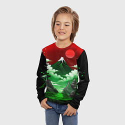 Лонгслив детский Япония красно-зеленая природа, цвет: 3D-принт — фото 2