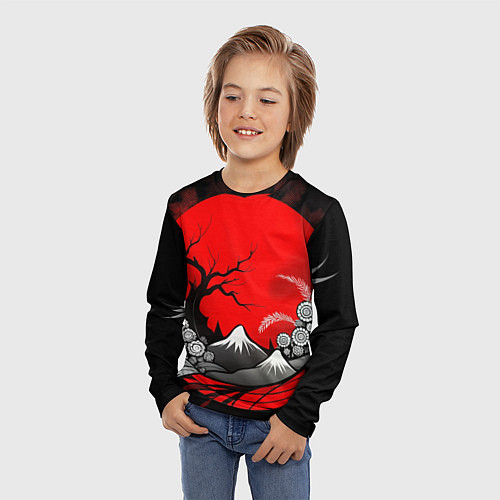 Детский лонгслив Природа Японии - абстракция / 3D-принт – фото 3