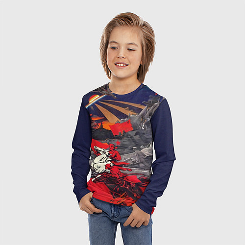 Детский лонгслив Советский Союз - Заря Человечества / 3D-принт – фото 3