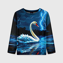 Лонгслив детский Лебедь на пруду в гразу, цвет: 3D-принт
