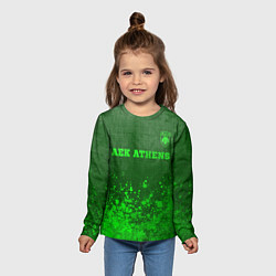 Лонгслив детский AEK Athens - green gradient посередине, цвет: 3D-принт — фото 2