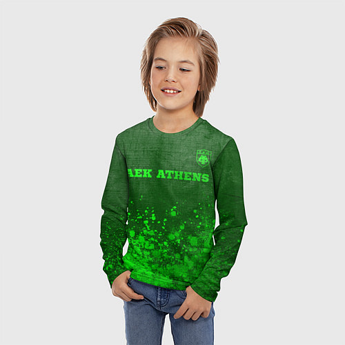 Детский лонгслив AEK Athens - green gradient посередине / 3D-принт – фото 3