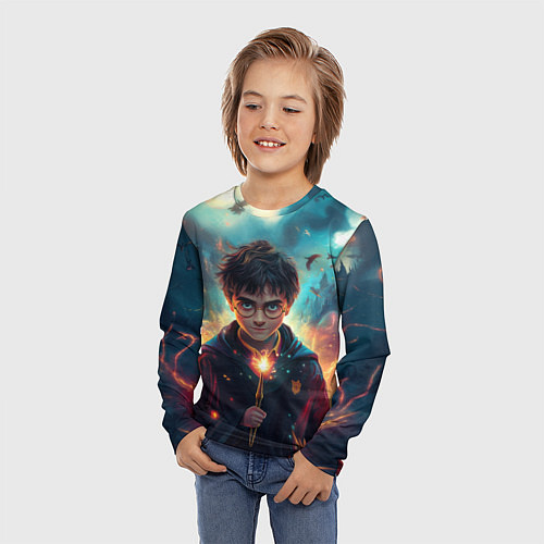 Детский лонгслив Гарри Поттер с волшебной палочкой / 3D-принт – фото 3
